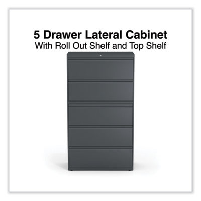 Lateral File, 5 Legal/Letter/A4/A5-Size File Drawers, Charcoal, 36" x 18.63" x 67.63"