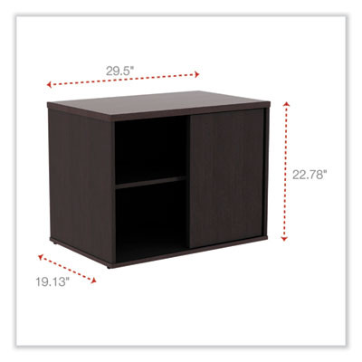 Alera Open Office Desk Series Low Storage Cabinet Credenza, Woodgrain Laminate, 29.5w x 19.13d x 22.78h, Espresso