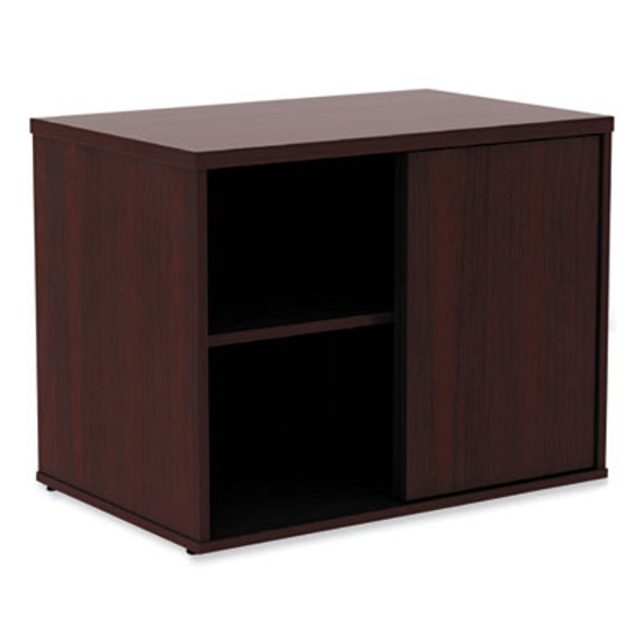 Alera Open Office Desk Series Low Storage Cabinet Credenza, Woodgrain Laminate, 29.5w x 19.13d x 22.78h, Mahogany