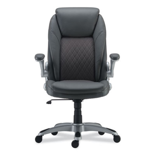 Alera Leithen Bonded Leather Midback Chair, Supports Up To 275 Lb, Gray Seat/Back, Silver Base