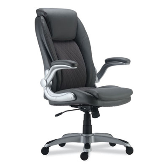 Alera Leithen Bonded Leather Midback Chair, Supports Up To 275 Lb, Gray Seat/Back, Silver Base