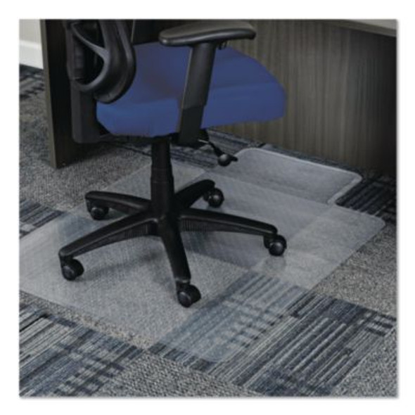 Studded Chair Mat For Flat To Low Pile Carpeted Floors, Rectangular With Lip, Beveled Edges, 36" x 48", Clear