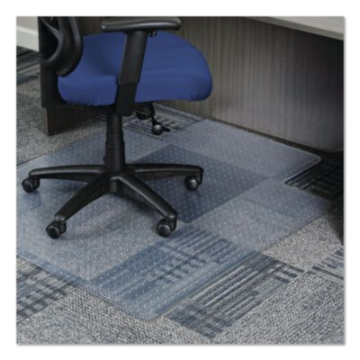 Studded Chair Mat For Flat To Low Pile Carpeted Floors, Rectangular With Wide Lip, Beveled Edges, 45" x 53", Clear