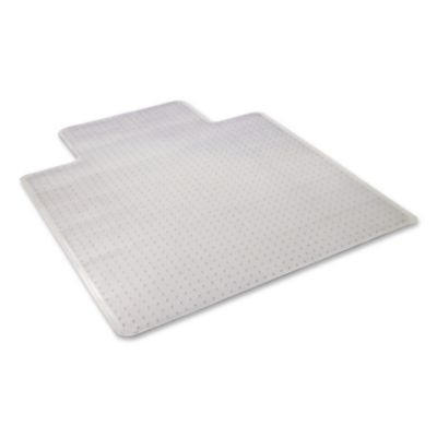 Studded Chair Mat For Flat To Low Pile Carpeted Floors, Rectangular With Wide Lip, Beveled Edges, 45" x 53", Clear