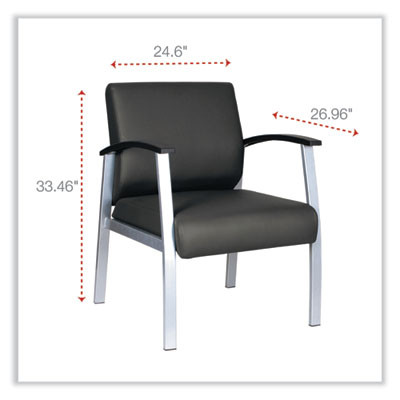 Alera Metalounge Series Mid-Back Guest Chair, 24.6" x 26.96" x 33.46", Black Seat, Black Back, Silver Base