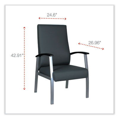 Alera Metalounge Series High-Back Guest Chair, 24.6" x 26.96" x 42.91", Black Seat, Black Back, Silver Base