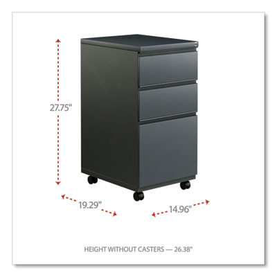 File Pedestal With Full-Length Pull, Left Or Right, 3-Drawers: Box/Box/File, Legal/Letter, Charcoal, 14.96" X 19.29" X 27.75"