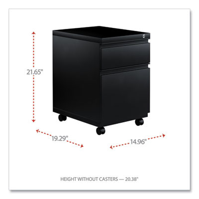 File Pedestal With Full-Length Pull, Left Or Right, 2-Drawers: Box/File, Legal/Letter, Black, 14.96" X 19.29" X 21.65"