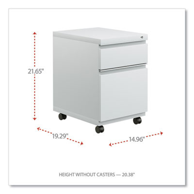 File Pedestal With Full-Length Pull, Left Or Right, 2-Drawers: Box/File, Legal/Letter, Light Gray, 14.96" X 19.29" X 21.65"