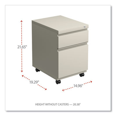File Pedestal With Full-Length Pull, Left Or Right, 2-Drawers: Box/File, Legal/Letter, Putty, 14.96" X 19.29" X 21.65"