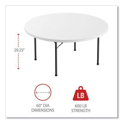 Round Plastic Folding Table, 60" Diameter x 29.25h, White