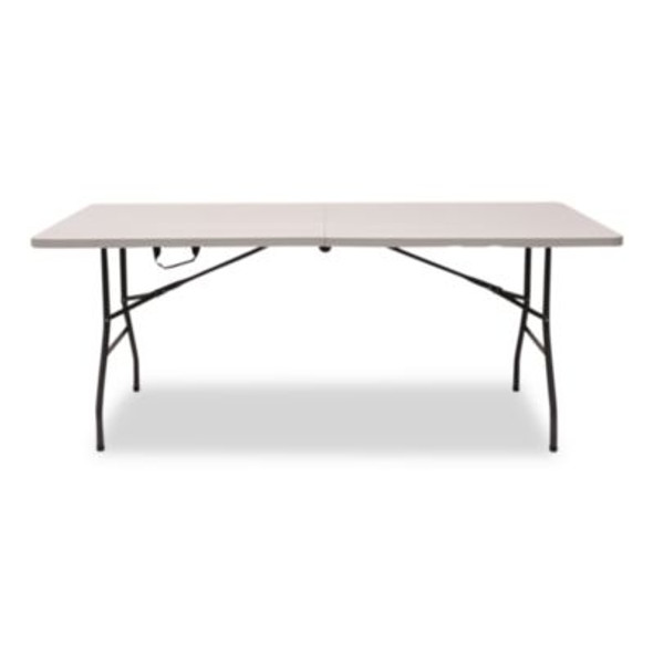 Fold In Half Plastic Folding Table, Rectangular, 72w x 29.63d x 29.25h, White