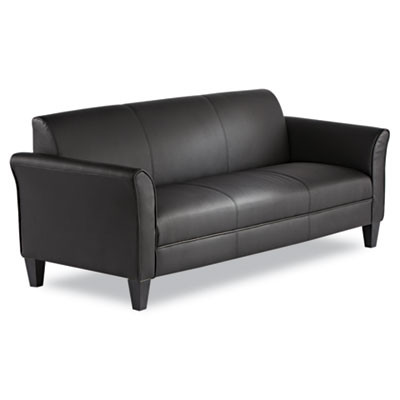 Alera Reception Lounge Sofa Series, Three-Cushion Sofa, 77" x 31.5" x 32", Black