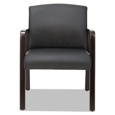 Alera Reception Lounge Wl Series Guest Chair, 24.21" x 24.8" x 32.67", Black Seat, Black Back, Espresso Base