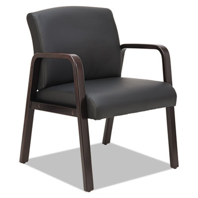 Alera Reception Lounge Wl Series Guest Chair, 24.21" x 24.8" x 32.67", Black Seat, Black Back, Espresso Base