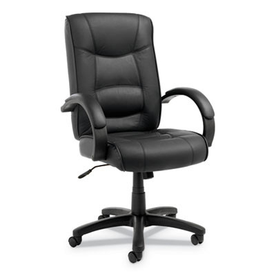 Alera Strada Series High-Back Swivel/Tilt Top-Grain Leather Chair, Supports Up To 275 Lb, 17.91" To 21.85" Seat Height, Black