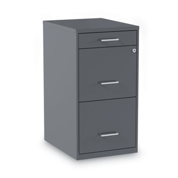 Soho Vertical File Cabinet, 3 Drawers: Pencil/File/File, Letter, Charcoal, 14" X 18" X 26.9"