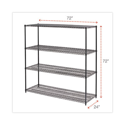 Ba Plus Wire Shelving Kit, Four-Shelf, 72w x 24d x 72h, Black Anthracite Plus