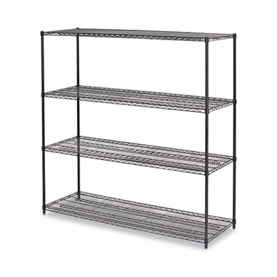 Ba Plus Wire Shelving Kit, Four-Shelf, 72w x 24d x 72h, Black Anthracite Plus