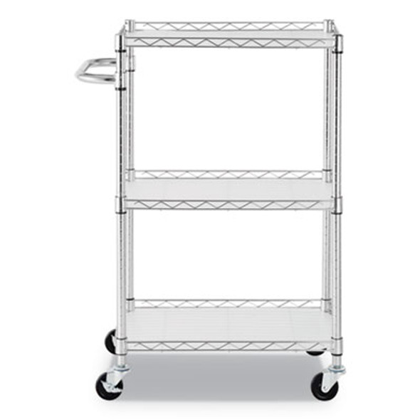 Three-Shelf Wire Cart With Liners, Metal, 3 Shelves, 450 Lb Capacity, 24" x 16" x 39", Silver