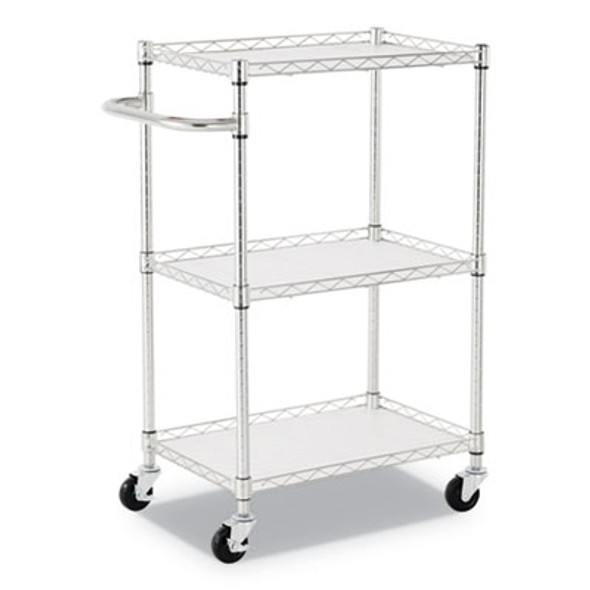 Three-Shelf Wire Cart With Liners, Metal, 3 Shelves, 450 Lb Capacity, 24" x 16" x 39", Silver