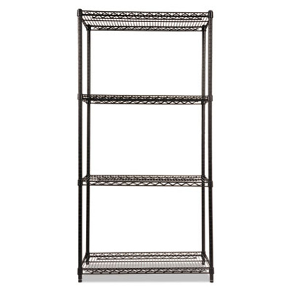 Nsf Certified Industrial Four-Shelf Wire Shelving Kit, 36w x 18d x 72h, Black