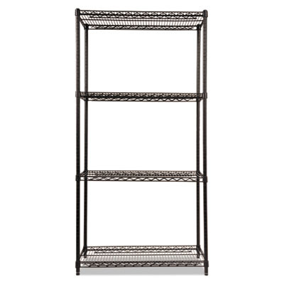 Nsf Certified Industrial Four-Shelf Wire Shelving Kit, 36w x 18d x 72h, Black