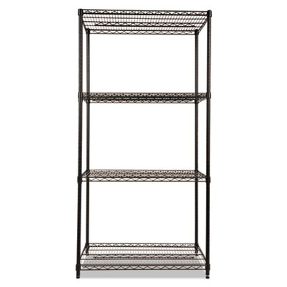 Nsf Certified Industrial Four-Shelf Wire Shelving Kit, 36w x 24d x 72h, Black