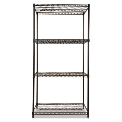 Nsf Certified Industrial Four-Shelf Wire Shelving Kit, 36w x 24d x 72h, Black