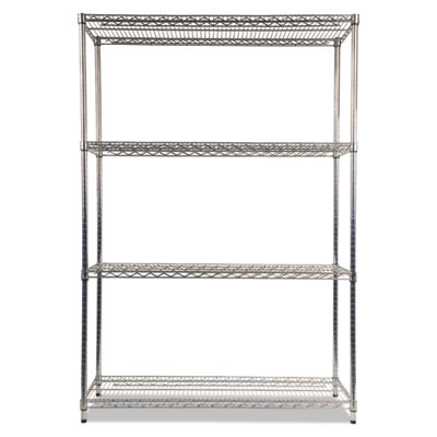 Nsf Certified Industrial Four-Shelf Wire Shelving Kit, 48w x 18d x 72h, Silver