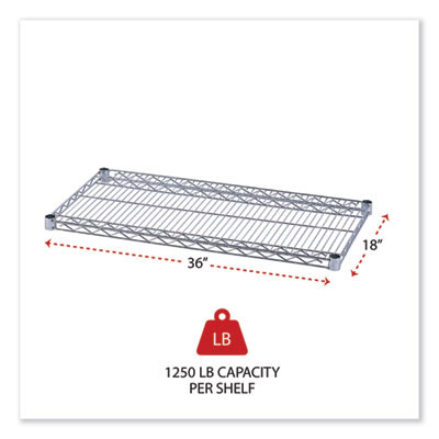 Industrial Wire Shelving Extra Wire Shelves, 36w X 18d, Silver, 2 Shelves/Carton