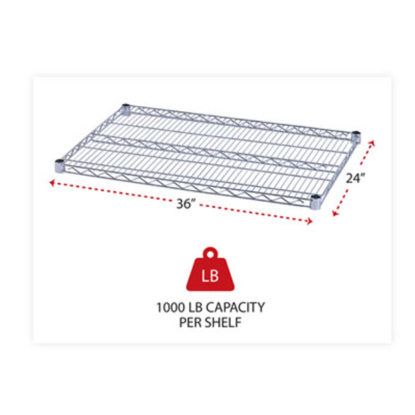 Industrial Wire Shelving Extra Wire Shelves, 36w X 24d, Silver, 2 Shelves/Carton