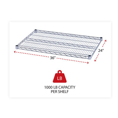 Industrial Wire Shelving Extra Wire Shelves, 36w X 24d, Silver, 2 Shelves/Carton