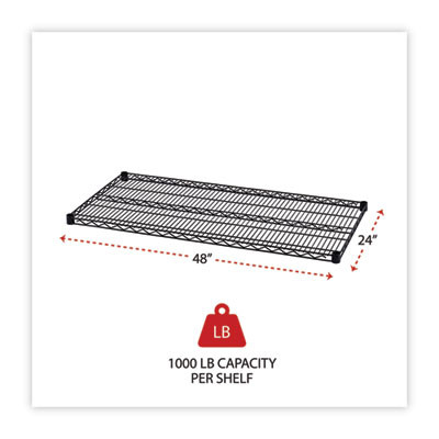 Industrial Wire Shelving Extra Wire Shelves, 48w X 24d, Black, 2 Shelves/Carton