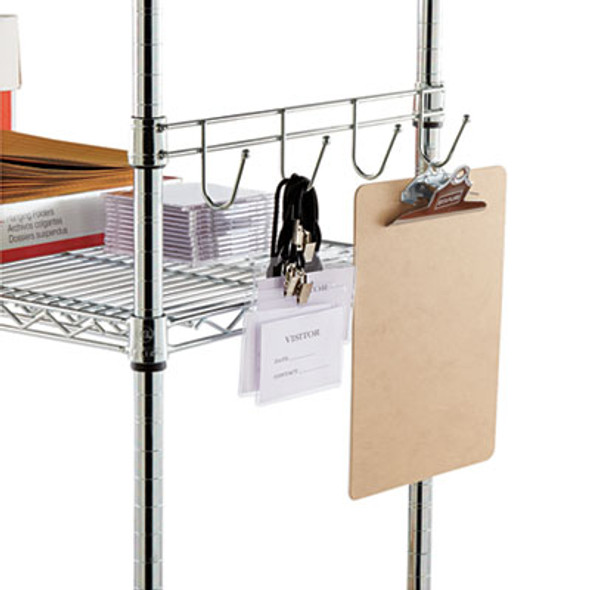 Hook Bars For Wire Shelving, Four Hooks, 18" Deep, Silver, 2 Bars/Pack