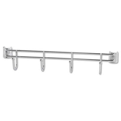 Hook Bars For Wire Shelving, Four Hooks, 18" Deep, Silver, 2 Bars/Pack
