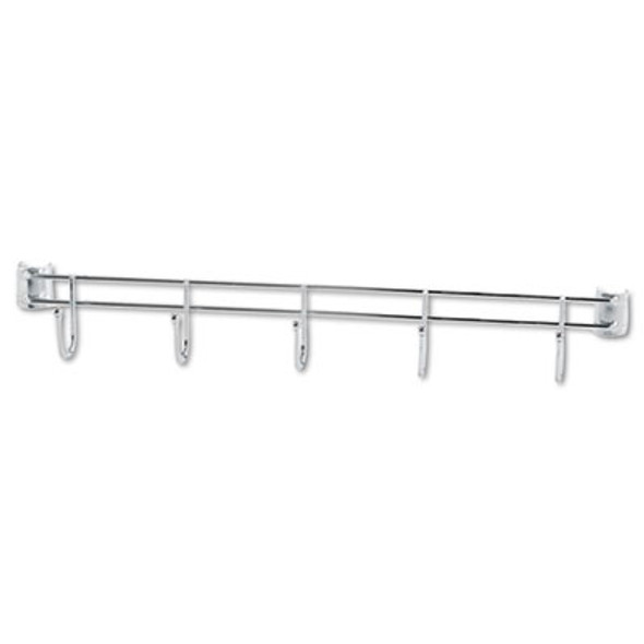 Hook Bars For Wire Shelving, Five Hooks, 24" Deep, Silver, 2 Bars/Pack