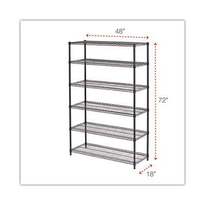 Nsf Certified 6-Shelf Wire Shelving Kit, 48w X 18d X 72h, Black Anthracite