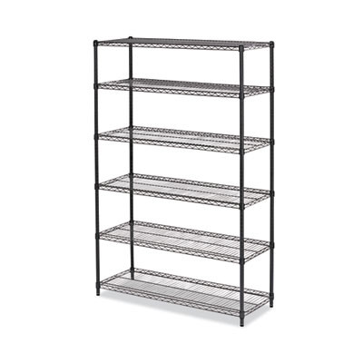 Nsf Certified 6-Shelf Wire Shelving Kit, 48w X 18d X 72h, Black Anthracite