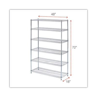 Nsf Certified 6-Shelf Wire Shelving Kit, 48w X 18d X 72h, Silver
