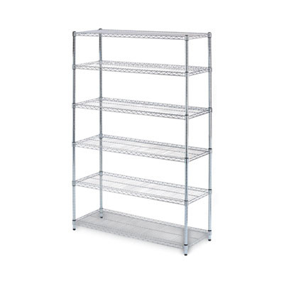 Nsf Certified 6-Shelf Wire Shelving Kit, 48w X 18d X 72h, Silver