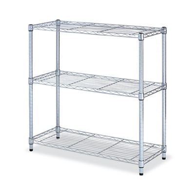 Residential Wire Shelving, Three-Shelf, 36w X 14d X 36h, Silver