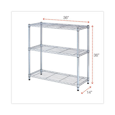Residential Wire Shelving, Three-Shelf, 36w X 14d X 36h, Silver