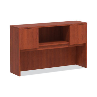 Alera Valencia Series Hutch With Doors, 4 Compartments, 58.88w x 15d x 35.38h, Medium Cherry