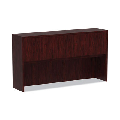 Alera Valencia Series Hutch With Doors, 4 Compartments, 64.75w x 15d x 35.38h, Mahogany