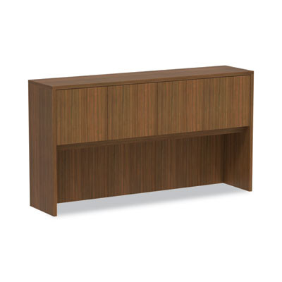 Alera Valencia Series Hutch With Doors, 4 Compartments, 64.75w x 15d x 35.38h, Modern Walnut
