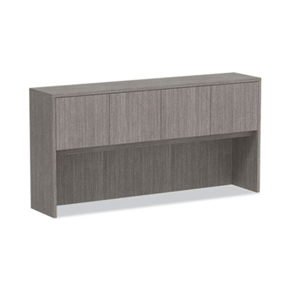 Alera Valencia Series Hutch With Doors, 4 Compartments, 70.63w x 15d x 35.38h, Gray