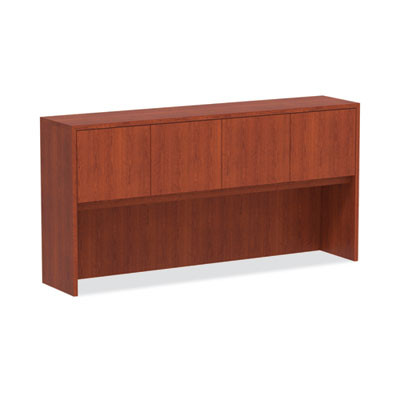 Alera Valencia Series Hutch With Doors, 4 Compartments, 70.63w x 15d x 35.38h, Medium Cherry