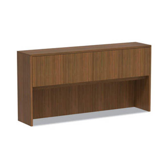 Alera Valencia Series Hutch With Doors, 4 Compartments, 70.63w x 15d x 35.38h, Modern Walnut
