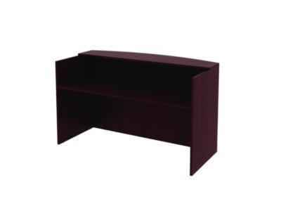 Alera Valencia Series Reception Desk With Transaction Counter, 71" X 35.5" X 29.5" To 42.5", Mahogany